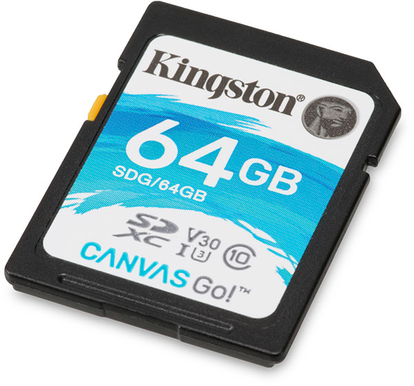 Kingston Canvas Go! UHS-I U3 V30 64GB SDXC Memory Card Front
