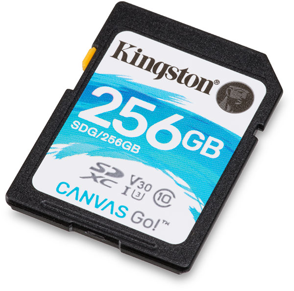 Kingston Canvas Go! UHS-I U3 V30 256GB SDXC Memory Card Front