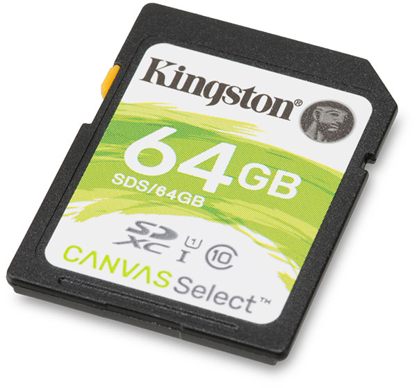 Kingston Canvas Select UHS-I U1 64GB SDXC Memory Card Front