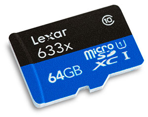 Lexar Professional 633x 64GB UHS-I microSDXC Memory Card Front