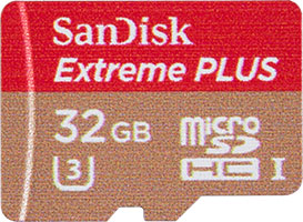 SanDisk Extreme Plus 80MB/s U3 MicroSDHC Card Front