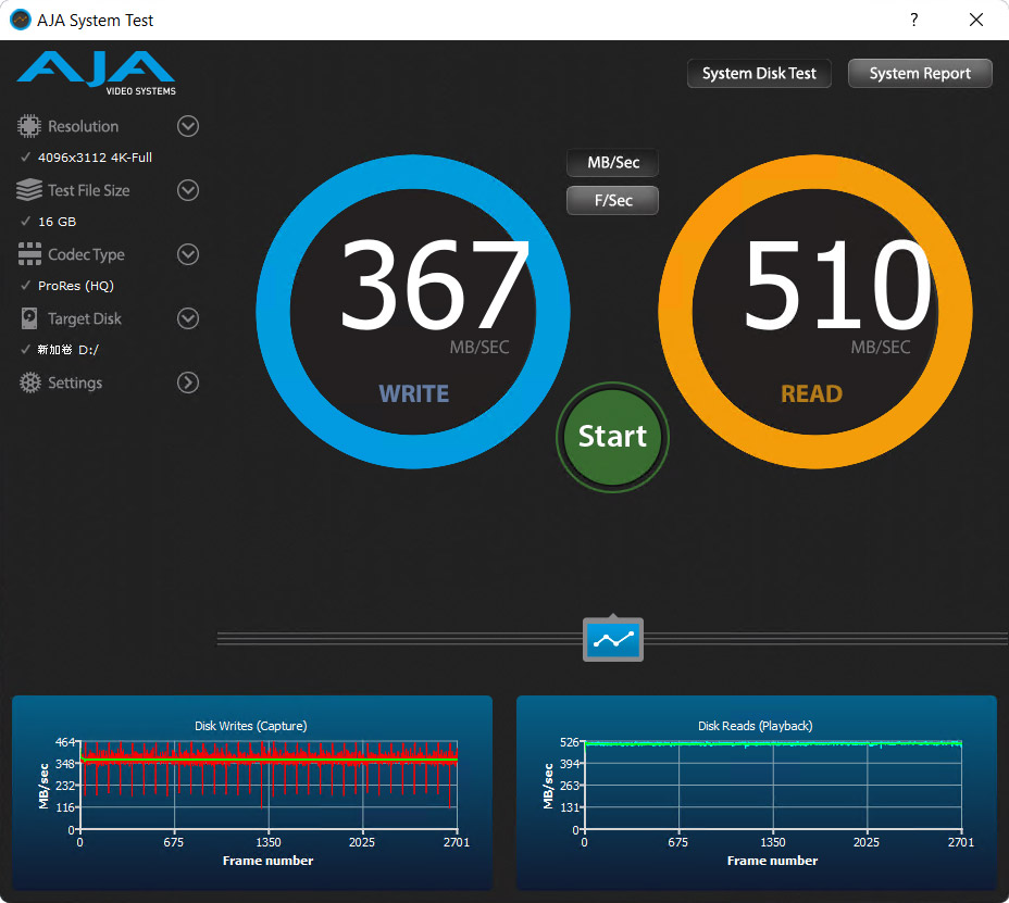 Acer CF100 CFast 2.0 512GB AJA System Test Benchmarks