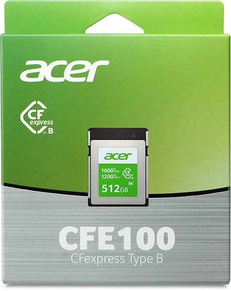 Acer CFE100 CFexpress Type-B 512GB card package