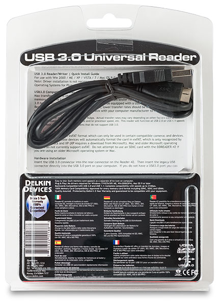 Delkin Devices Universal Reader DDREADER42 Package back