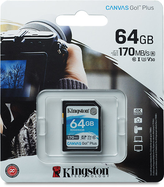 Kingston Canvas Go! Plus 64GB card package