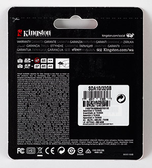 Kingston Ultimate 32GB SDHC Memory Card Package Back