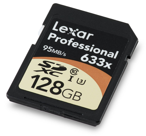 Lexar Professional 633x 128GB UHS-I U3 SDXC Memory Card Front