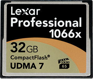 Lexar Professional 1066x 32GB CF Memory Card Front