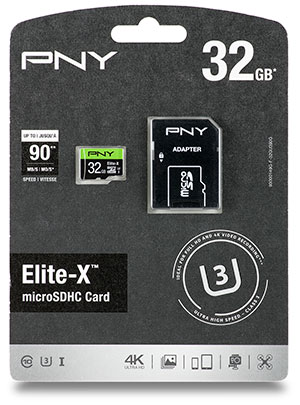 PNY Elite-X UHS-I U3 32GB microSDHC Card Package Front