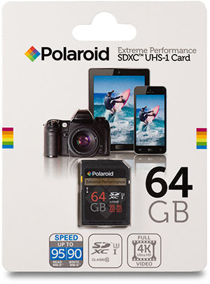 Polaroid Extreme Performance UHS-I U3 64GB SDXC Memory Card Package