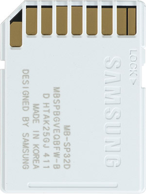Samsung EVO 32GB SDHC Card Back