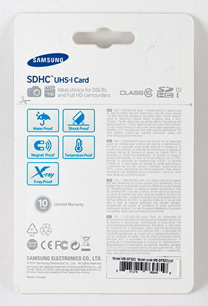 Samsung EVO 32GB SDHC Memory Card Package Back