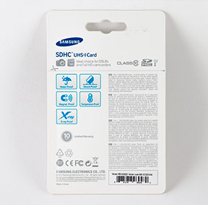 Samsung PRO 32GB SDHC Memory Card Package Back