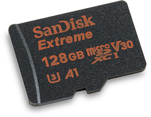 SanDisk Extreme 100MB/s UHS-I U3 V30 A1 microSDXC 128GB Memory Card