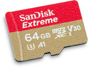 SanDisk Extreme 100MB/s UHS-I U3 V30 A1 64GB microSDXC Memory Card