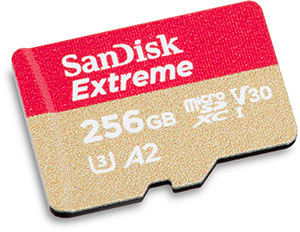 SanDisk Extreme 160MB/s UHS-I V30 A2 256GB microSDXC Memory Card