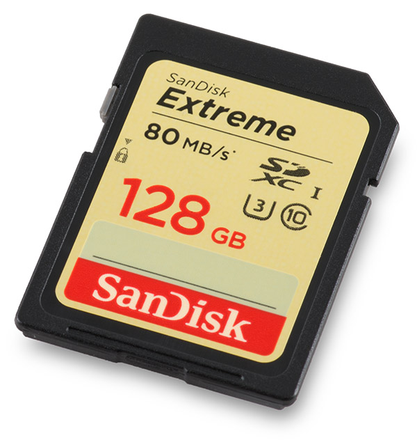 SanDisk Extreme 80MB/s UHS-I U3 SDXC 128GB Memory Card