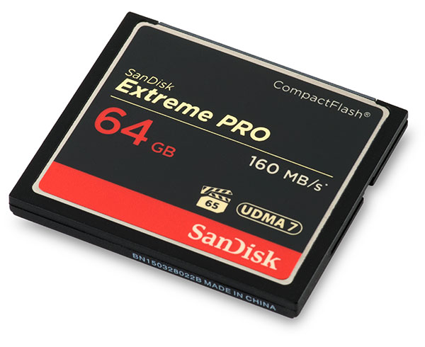 SanDisk Extreme Pro 160MB/s 64GB CompactFlash Card Front