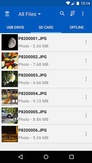 MobileLite G2 File List View