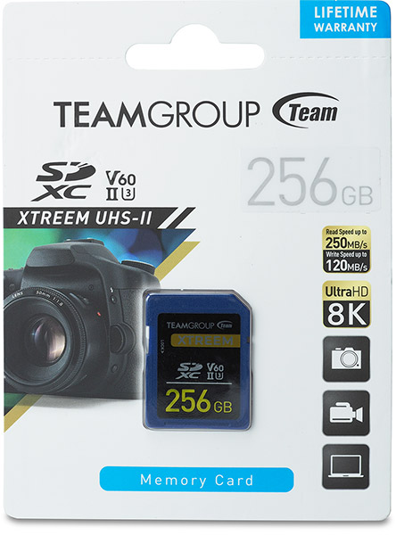TeamGroup Xtreem UHS-II U3 V60 256GB card package
