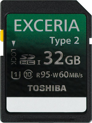 Toshiba EXCERIA Type 2 32GB SDHC Memory Card Front